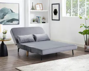 Keller Grey Velvet Double Futon Sofa Bed