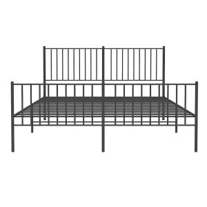 Berkfield Metal Bed Frame with Headboard and Footboard Black 150x200 cm