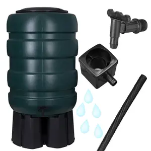 230L Outdoor Garden Water Butt Barrel Set With Stand, Diverter & Tap