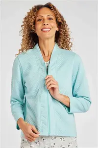 Bonmarche Green Bed Jacket Diamond Quilt Zip Through, Size: 24-26