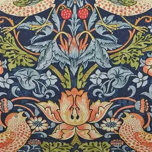 William Morris Bedding, Strawberry Thief Bedspread 265X260cm, Indigo