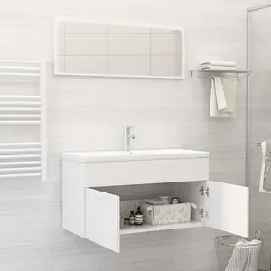 Berkfield 2 Piece Bathroom Furniture Set White Engineered Wood