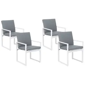 Set of 4 Garden Chairs with Cushions PANCOLE Fabric Grey