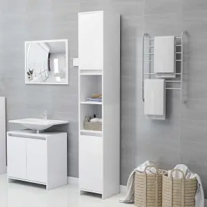 Berkfield Bathroom Cabinet White 30x30x183.5 cm Engineered Wood