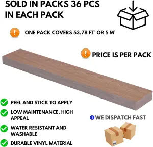 Self Adhesive Floor Planks - 36 Planks Per Pack Covering 53.8 ft²(5 m²) - Peel And Stick Vinyl Flooring in Light Brown Wood Effect