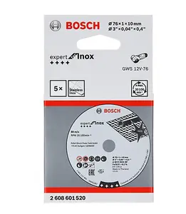 BOSCH Expert for Inox Cutting Discs (76mm) (5/Pack) (To Fit: Bosch GWS 12V-76 Cordless Angle Grinder)