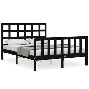 Berkfield Bed Frame with Headboard Black 120x200 cm Solid Wood