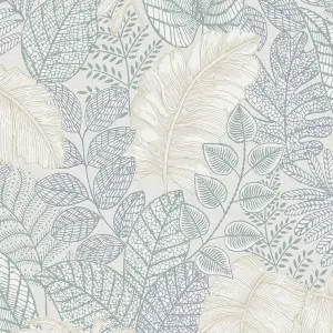 Superfresco Easy Scattered Leaves Duck Egg Leaves Wallpaper