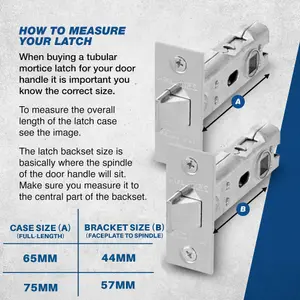 UAP 4 Sets 75mm Tubular Latch Square - Door Latches - Internal Doors Square Forend - Mortice Latch - 75mm - Electro Brassed