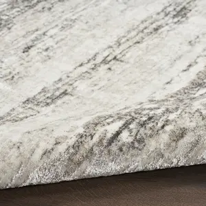 Cream Grey Abstract Modern Living Room Bedroom & Dining Room Rug-69 X 229cmcm (Runner)