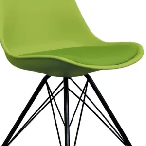 Soho Green Plastic Dining Chair with Black Metal Legs