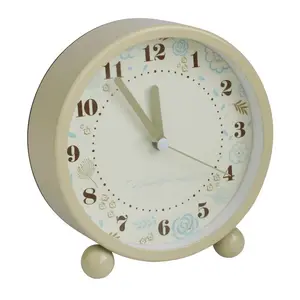 Analogue Quartz Movement / Crystal Alarm Tabletop Clock in Beige