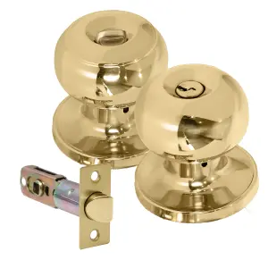 XFORT Bello Entrance Knob Set Polished Brass for Internal Doors