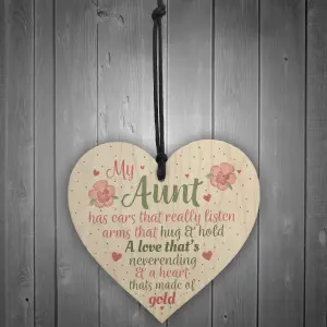 Red Ocean Best Friend Auntie Handmade Heart Gift Wooden Chic Sign Birthday Keepsake Gifts For Auntie