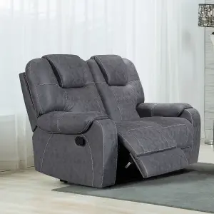 Sydney Grey Full Fabric Manual Recliner 2 Seater Sofa