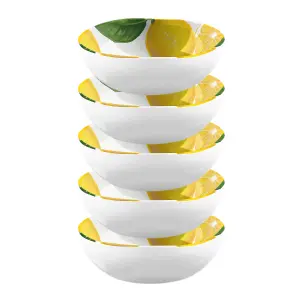 Purely Home Lemon Fresh Melamine Low Bowls - Set of 5