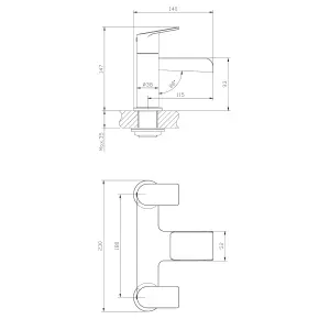 GoodHome Ajeeta Matt Black Deck-mounted Manual Single Bath Filler Tap