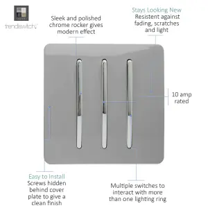 Trendiswitch Light Grey 3 Gang 2 Way 10 Amp Switch