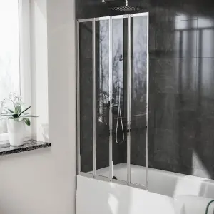 Nes Home Parga 800 x 1400 mm 4 Fold Door Bath Shower Screen Chrome Frame