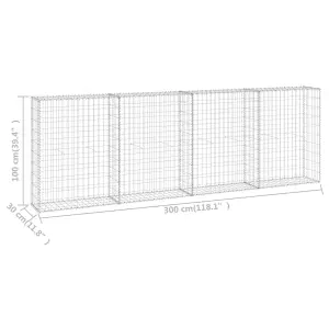 Berkfield Gabion Wall with Covers Galvanised Steel 300x30x100 cm