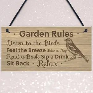 Garden Rules Sign Shabby Chic Garden Summerhouse Shed Sign Friendship Gift