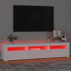 Berkfield TV Cabinet with LED Lights White 180x35x40 cm