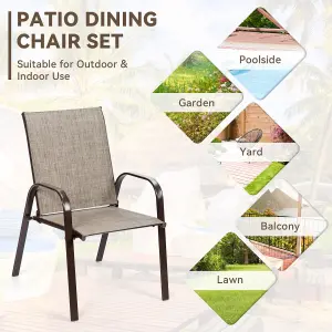 Costway Set of 2 Patio Chairs Portable High Back Garden Camping Dining Chairs W/ Armrest