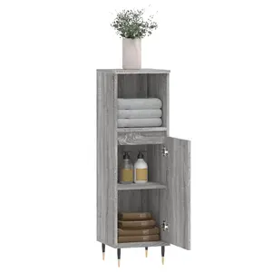 Berkfield Bathroom Cabinet Grey Sonoma 30x30x100 cm Engineered Wood