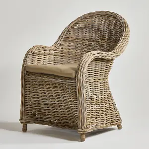 Libby Armchair Removable Cushion Seat with a Classic Rattan Wicker Round Frame