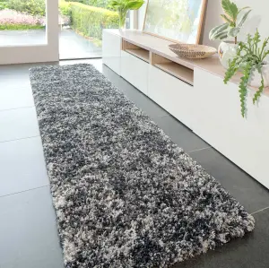 Super Soft Mottled Tonal Slate Grey Shaggy Runner Rug 60x240cm