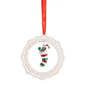 Enamel Stocking Hanging Figurine Ornament