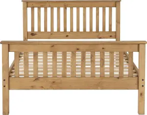 Monaco King Size Solid Distressed Waxed Pine High Foot End Bed Frame