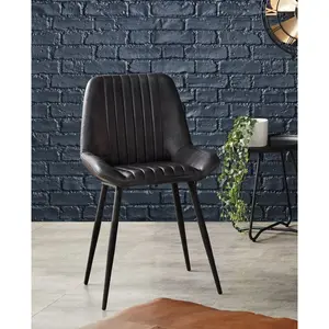 Mariners Genuine Leather Upholstered Dining Chair Ash Black