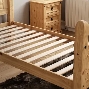 Vida Designs Corona 3ft Single Solid Wood Bed Frame Distressed Waxed Pine, High Foot End, 190 x 90cm