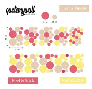 Mustard Pink Shades Polka Dot Wall Stickers