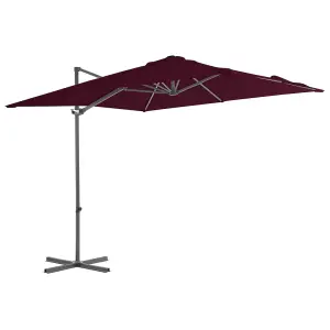 Berkfield Cantilever Umbrella with Steel Pole Bordeaux Red 250x250 cm