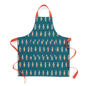 Catherine Lansfield Kitchen Christmas Nutcracker Cotton Adult 70x80 cm Apron Green