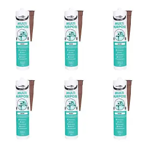 BOND IT Multimate Silicone Sealant Brown - Waterproof, Mould Resistant - Pack of 6