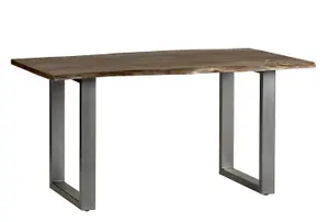 Dining Set with 2 Benches Grey Essential Live Edge