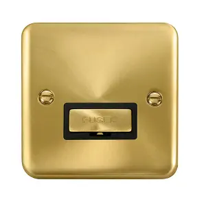 Curved Satin / Brushed Brass 13A Fused Ingot Connection Unit - Black Trim - SE Home