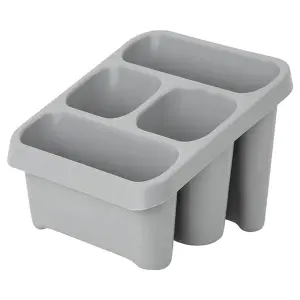 1 x High Grade Cool Grey Sink Caddy Cutlery Drainer With 4 Compartments For Home & Kitchen