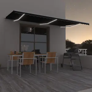 Berkfield Manual Retractable Awning with LED 600x350 cm Anthracite