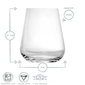 Bormioli Rocco - Inalto Uno Stemless Wine Glasses - 450ml