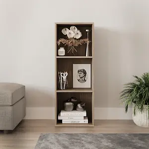 URBNLIVING 30cm Height Oak 3 Tier Wooden Bookcase Shelving Display Storage Wood Shelf Shelves Cube