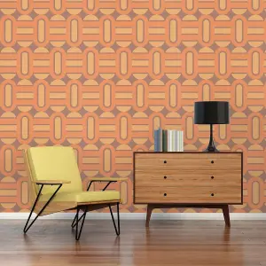 AS Creation Retro 70's Shape Pattern Orange Wallpaper Textured Paste The Wall