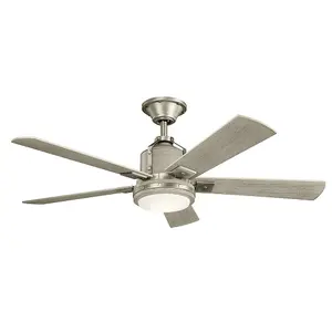 Luminosa Kichler Colerne 5 Blade 132cm Ceiling Fan with LED Light Brushed Nickel Remote Control