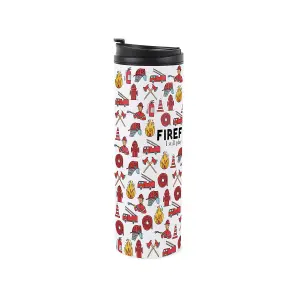 Firefighter Travel Mug - Novelty Trades Gift Stainless Steel Vacuum-Sealed Double-Walled Hot/Cold Drinks Travel Flask