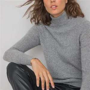 Women's Cashmere Fine Knit Jumper With Turtleneck In Grey - Size: S By La Redoute