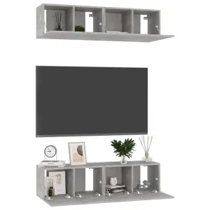 Berkfield TV Cabinets 4 pcs Concrete Grey 60x30x30 cm Engineered Wood