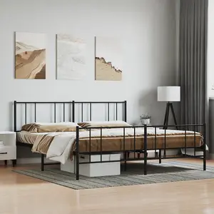 Berkfield Metal Bed Frame with Headboard and Footboard Black 200x200 cm